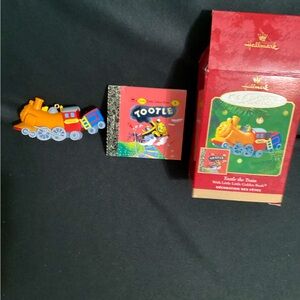 Christmas Ornament Hallmark Tootle the Train & Mini Golden Book Vintage - In Box